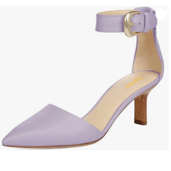 Pazzion Purple Pointed Toe D'Orsay Pumps Ankle Strap Buckles Low Heel Sandals - Picture 1 of 8